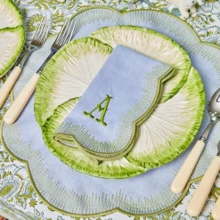 Alathea Blue & Green Linen Napkins (Set Of 4)|Mrs. Alice Clearance