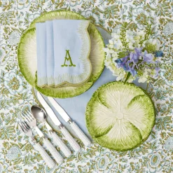 Alathea Blue & Green Linen Napkins (Set Of 4)|Mrs. Alice Clearance