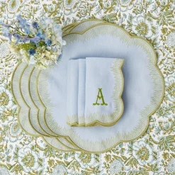 Alathea Blue & Green Linen Napkins (Set Of 4)|Mrs. Alice Clearance