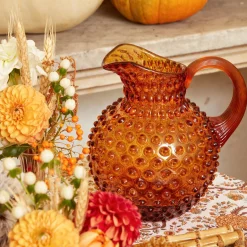 Amber Hobnail Jug And Glasses (Set Of 6)|Mrs. Alice Online