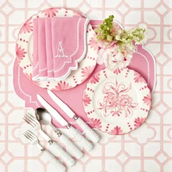 Amelie Pink Placemats & Napkins (Set Of 4)|Mrs. Alice Best