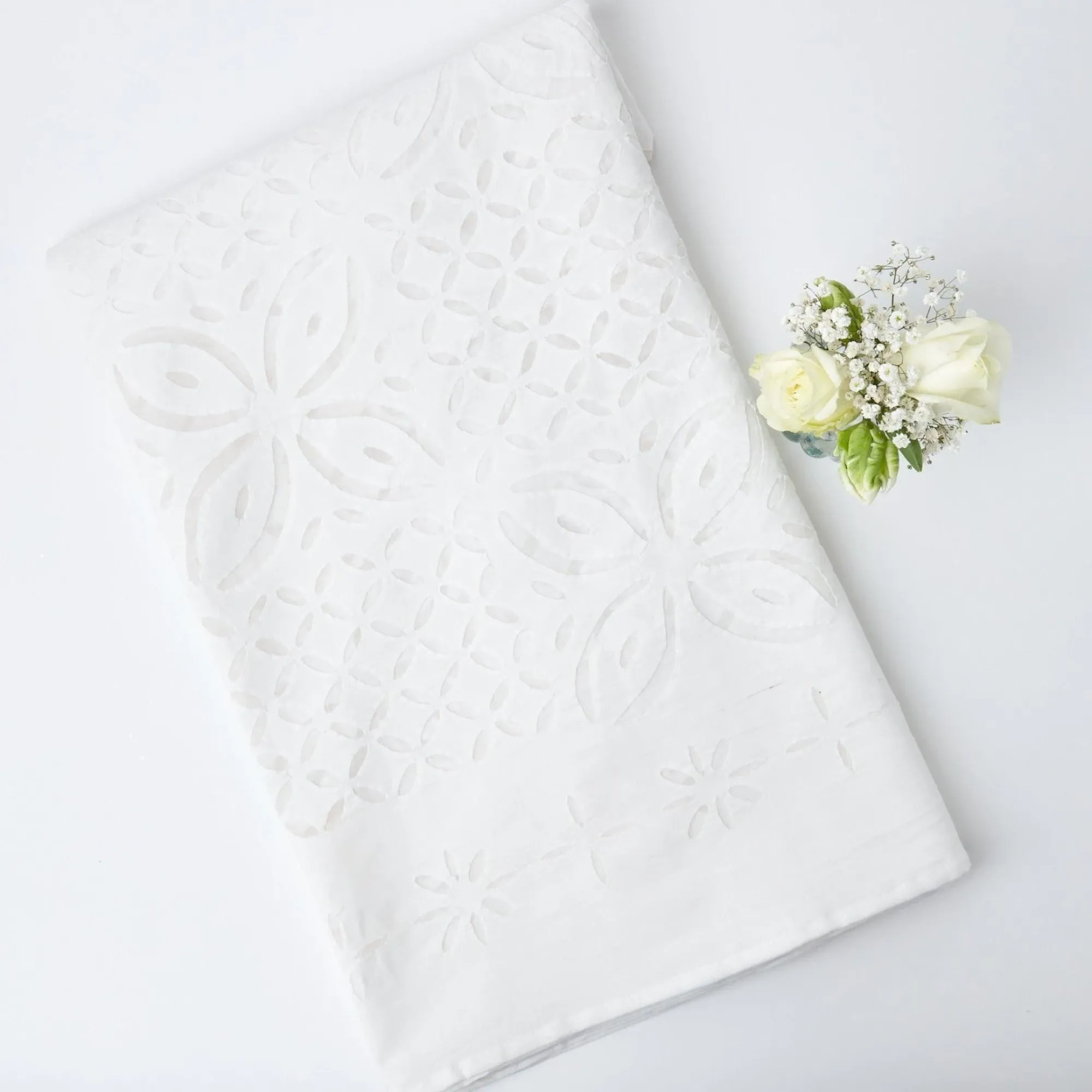 Applique White Tablecloth|Mrs. Alice Sale