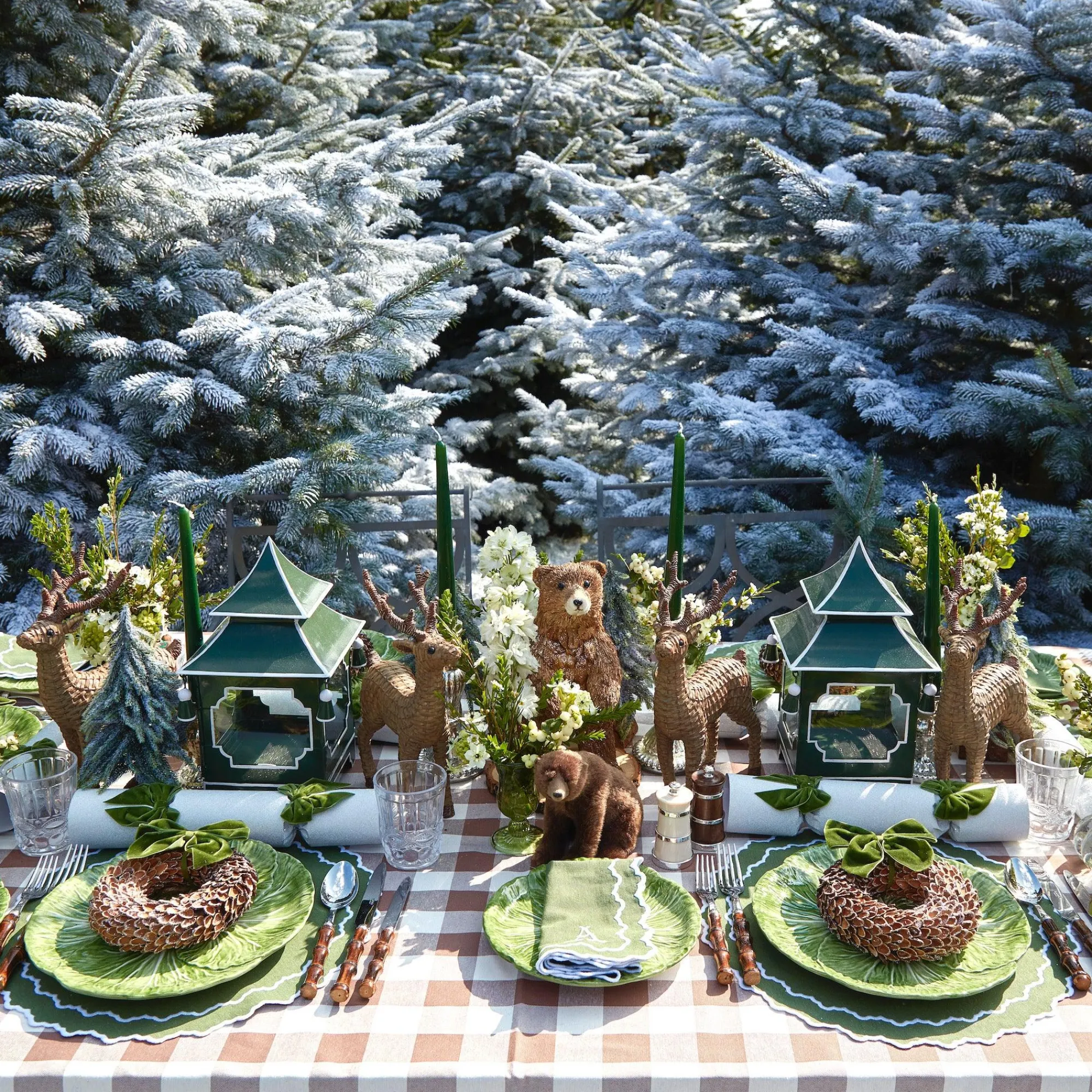 Beatrice Forest Green Napkins (Set Of 4)|Mrs. Alice Clearance