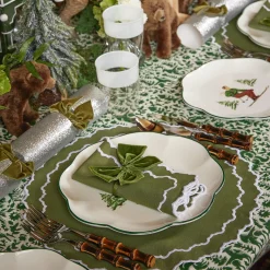 Beatrice Forest Green Napkins (Set Of 4)|Mrs. Alice Clearance