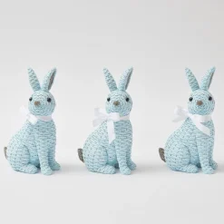 Blue & Brown Rattan Rabbit Family|Mrs. Alice Outlet