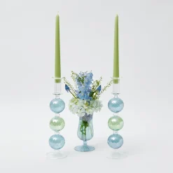 Blue & Green Camille Candle Holder (Pair)|Mrs. Alice New