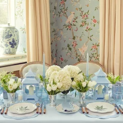 Blue & White Rim Short Stem Glass (Set Of 4)|Mrs. Alice Hot