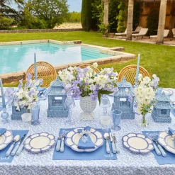 Blue And White Rim Frilled Glasses (Set Of 4)|Mrs. Alice Outlet