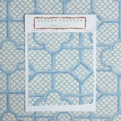 Blue Bamboo Trellis Fabric|Mrs. Alice Discount