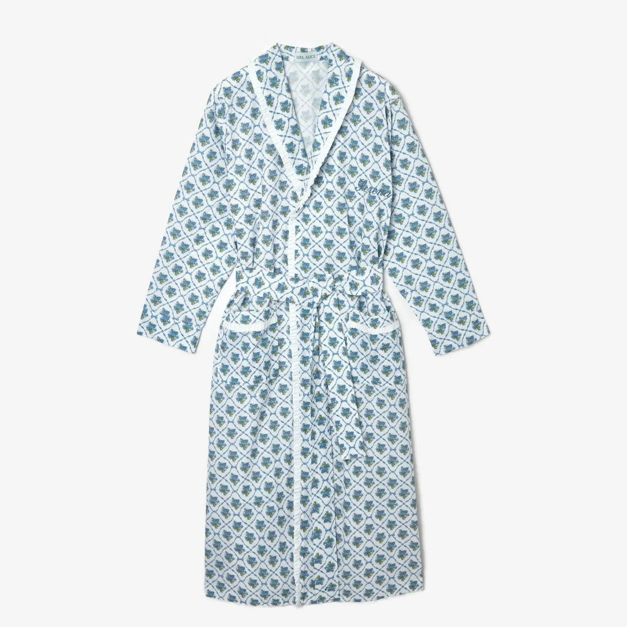 Blue Bouquet Dressing Gown|Mrs. Alice Clearance