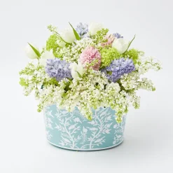 Blue Floral Tole Scalloped Planter|Mrs. Alice Best