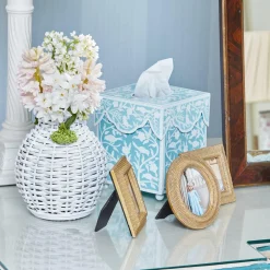 Blue Floral Tole Tissue Box|Mrs. Alice Clearance