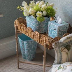 Blue Floral Tole Tissue Box|Mrs. Alice Clearance