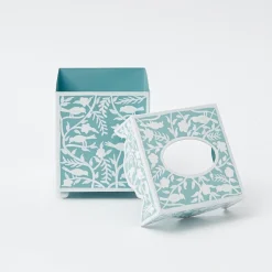 Blue Floral Tole Tissue Box|Mrs. Alice Clearance