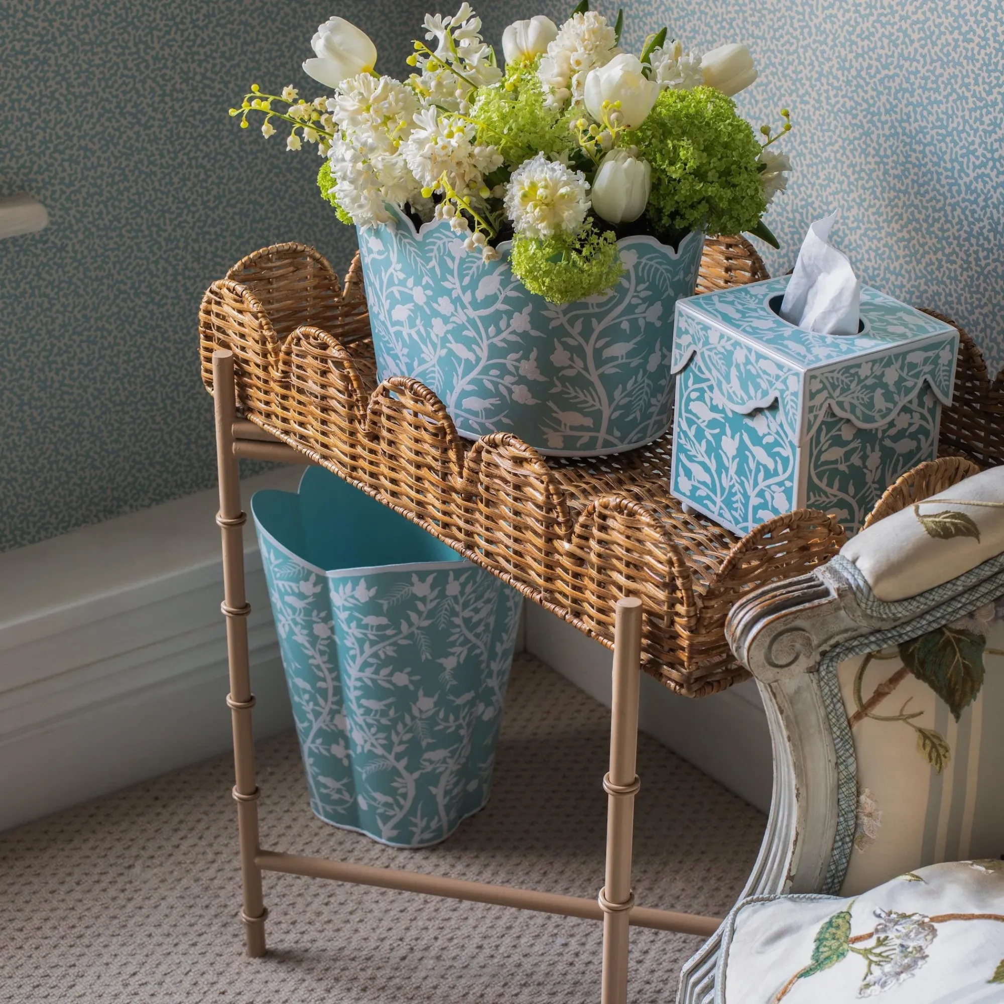 Blue Floral Toleware Set|Mrs. Alice Online