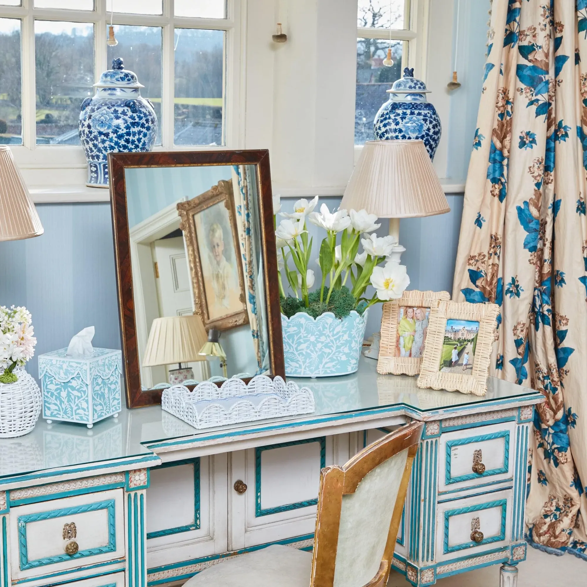 Blue Floral Toleware Set|Mrs. Alice Online