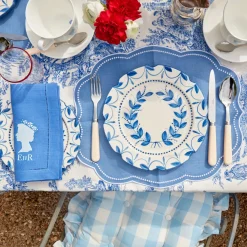 Blue Gingham Ruffle Seat Pad Cushion (Set Of 4)|Mrs. Alice Sale