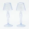 Blue Glass Lantern Tea Light Holders (Pair) - 24Cm|Mrs. Alice Online