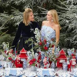 Blue Hand Embroidered Father Christmas Napkins (Set Of 4)|Mrs. Alice Discount