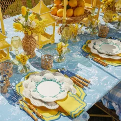 Blue Melograno & Fleur Yellow Linen Set|Mrs. Alice Clearance