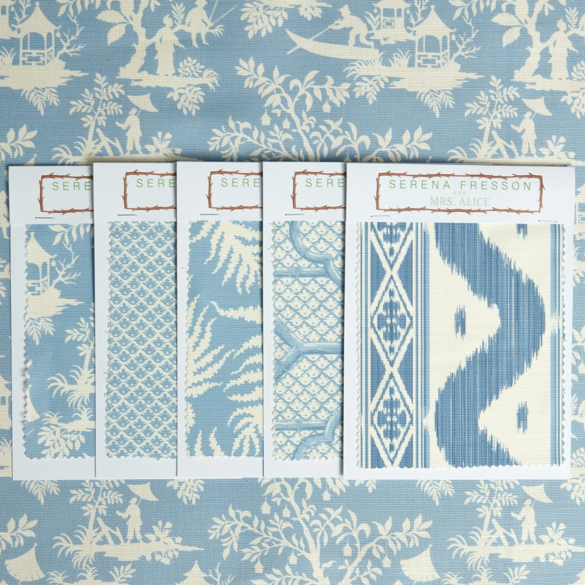 Blue Pagoda Garden Fabric|Mrs. Alice New