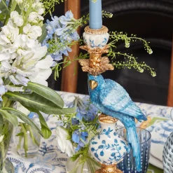 Blue Parrot Candle Holder (Pair)|Mrs. Alice Hot