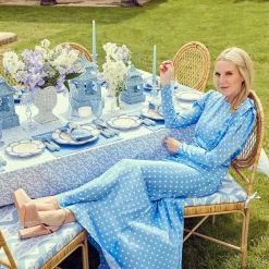 Blue Petal Bamboo Dinner & Starter Plates (Set Of 8)|Mrs. Alice Clearance