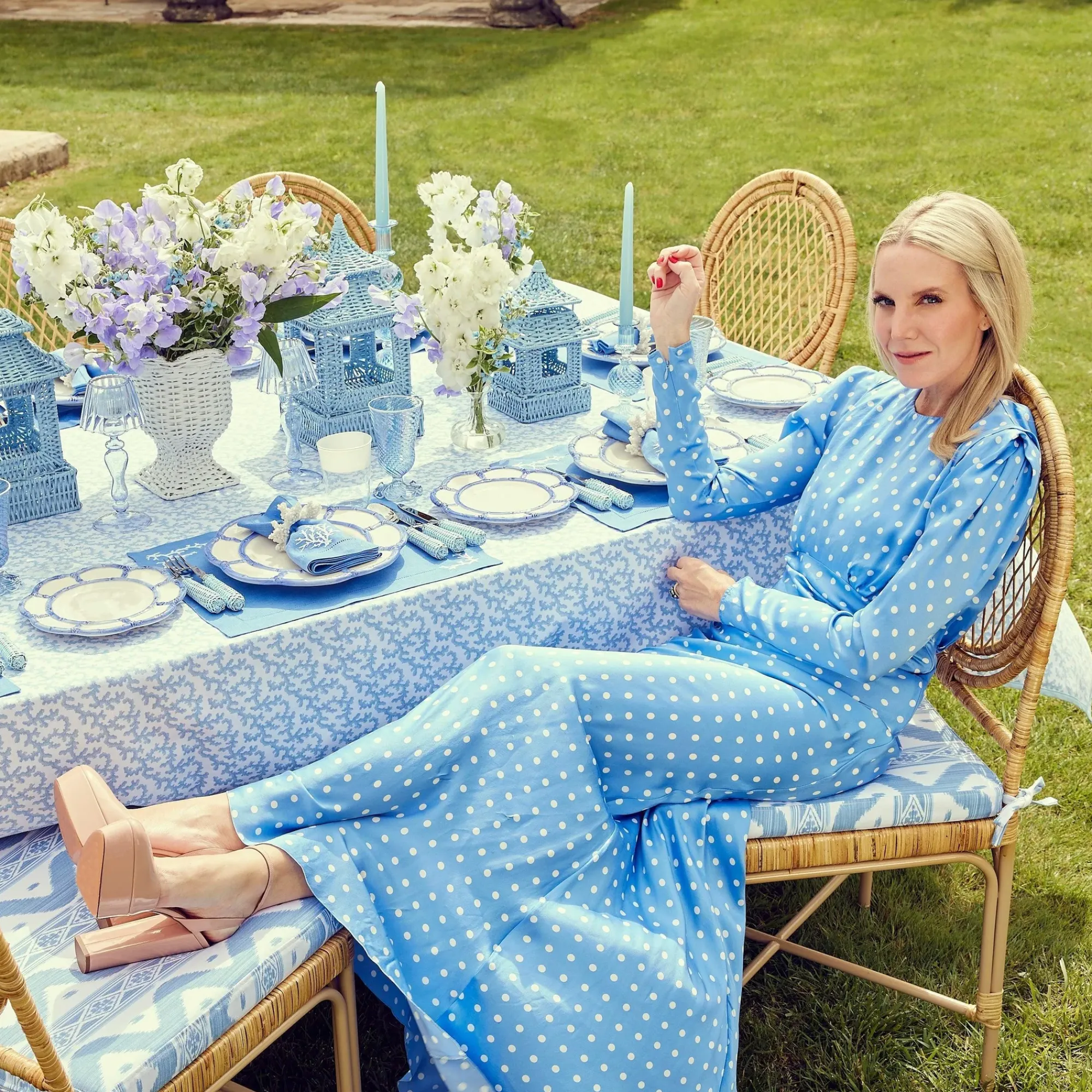 Blue Petal Bamboo Dinner & Starter Plates (Set Of 8)|Mrs. Alice Clearance