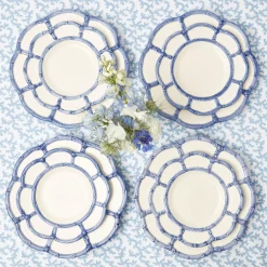 Blue Petal Bamboo Dinner & Starter Plates (Set Of 8)|Mrs. Alice Discount