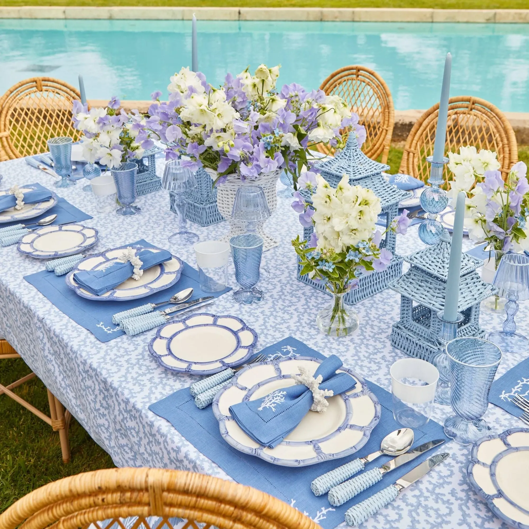 Blue Petal Bamboo Starter Plate (Set Of 4)|Mrs. Alice Best