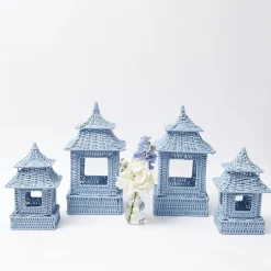 Blue Rattan Pagoda Lantern Set|Mrs. Alice