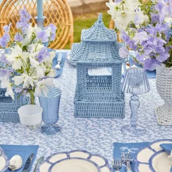 Blue Rattan Pagoda Lantern Set|Mrs. Alice Best