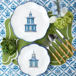Blue Scalloped Pagoda Starter Plate|Mrs. Alice Sale