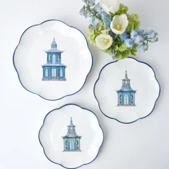 Blue Scalloped Pagoda Starter Plate|Mrs. Alice Sale