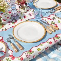 Blue Swirl Water Glasses With White Rim (Set Of 4)|Mrs. Alice Sale