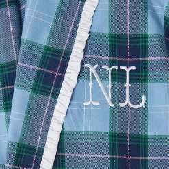 Blue Tartan Frilled Dressing Gown|Mrs. Alice New