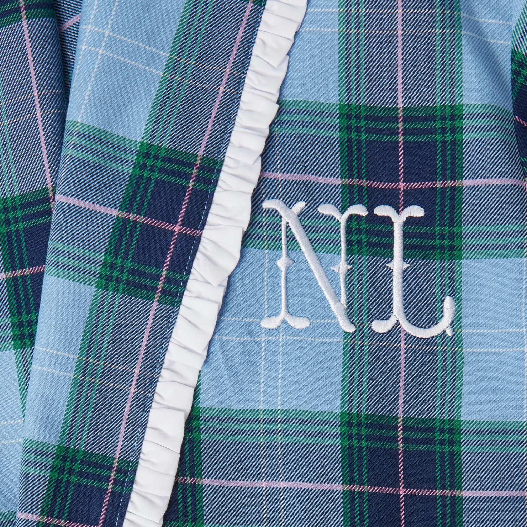 Blue Tartan Frilled Dressing Gown|Mrs. Alice Best