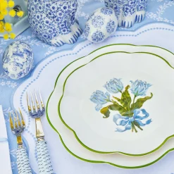 Blue Tulip Dinner & Starter Plates (Set Of 8)|Mrs. Alice Sale