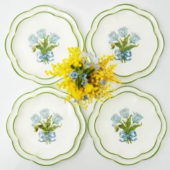 Blue Tulip Dinner & Starter Plates (Set Of 8)|Mrs. Alice New