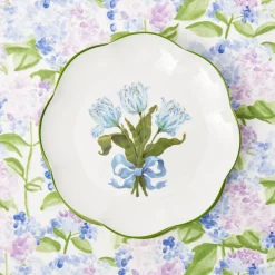 Blue Tulip Dinner & Starter Plates (Set Of 8)|Mrs. Alice New