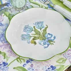 Blue Tulip Dinner & Starter Plates (Set Of 8)|Mrs. Alice New