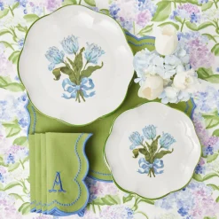 Blue Tulip Dinner & Starter Plates (Set Of 8)|Mrs. Alice New