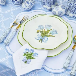 Blue Tulip Dinner & Starter Plates (Set Of 8)|Mrs. Alice Best