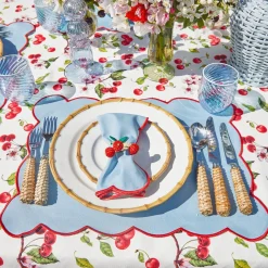 Blue With Red Scallop Placemat (Set Of 4)|Mrs. Alice New