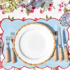 Blue With Red Scallop Placemat (Set Of 4)|Mrs. Alice New