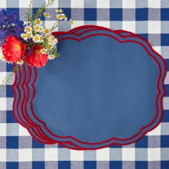 Camilla Blue & Red Linen Placemats (Set Of 4)|Mrs. Alice Best