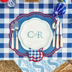 Camilla Blue & Red Linen Placemats (Set Of 4)|Mrs. Alice Best