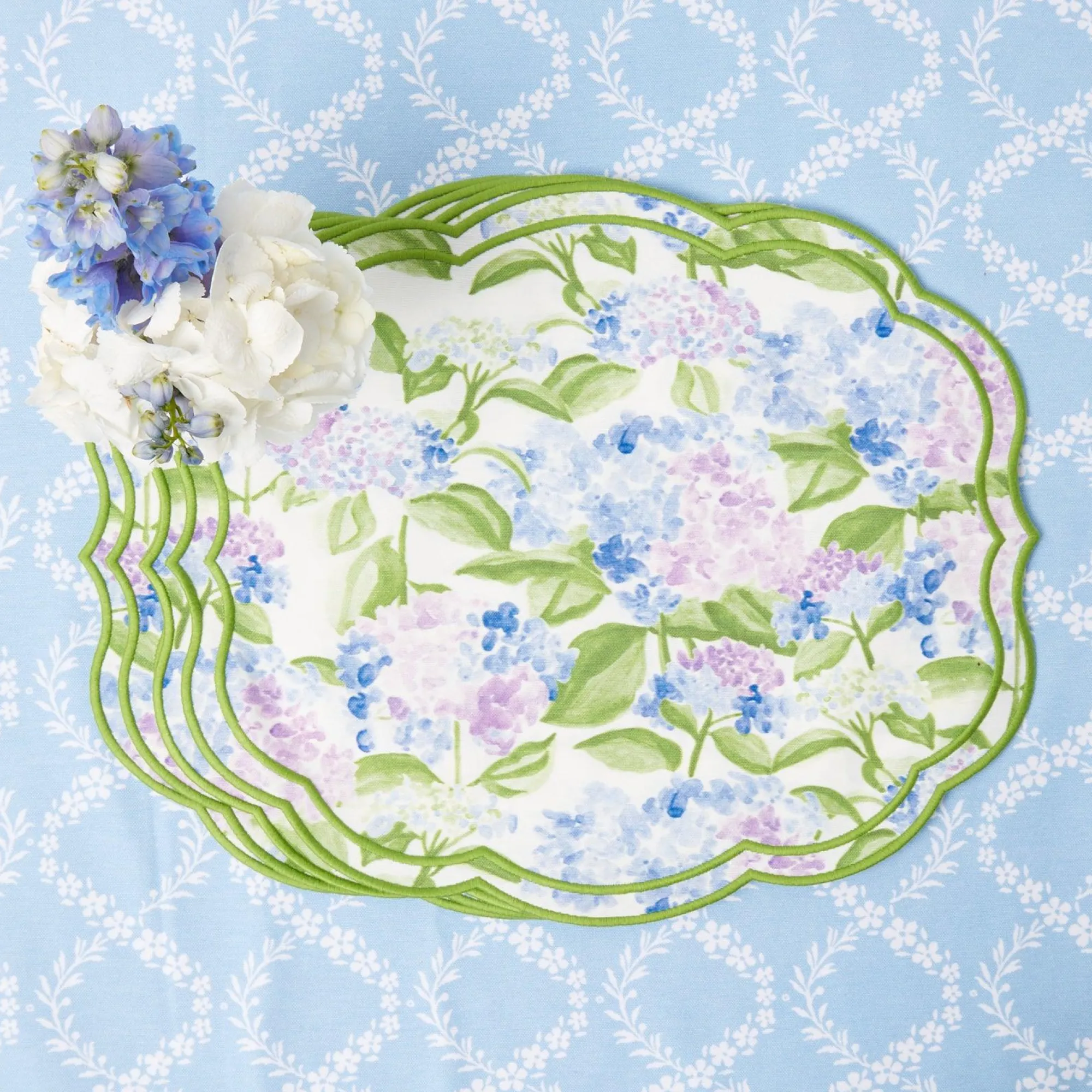 Camilla Hydrangea Placemats & Napkins (Set Of 4)|Mrs. Alice Online