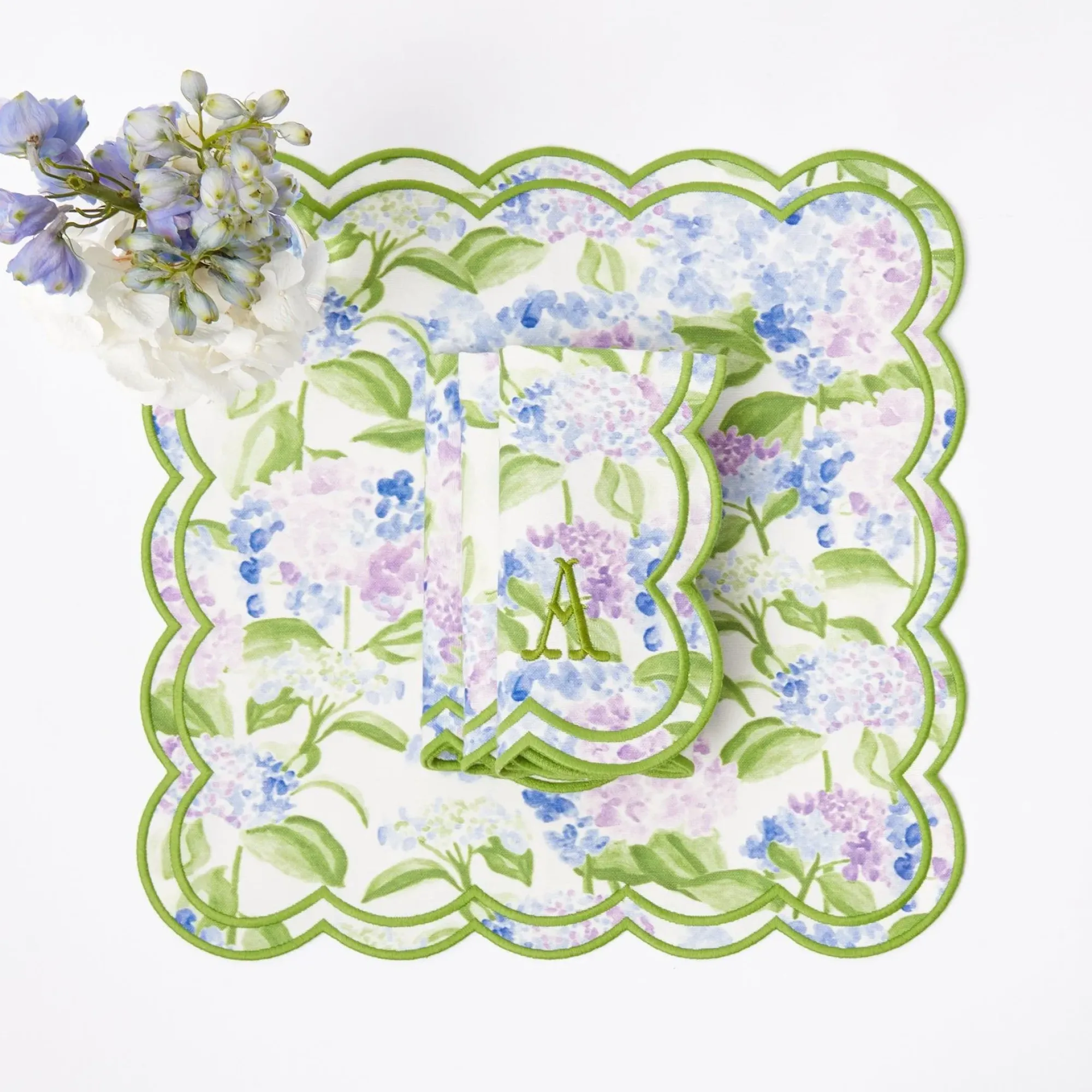 Camilla Hydrangea Placemats & Napkins (Set Of 4)|Mrs. Alice Online
