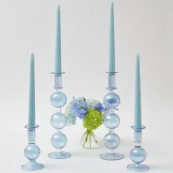 Camille Azure Candle Holder (Pair)|Mrs. Alice Clearance